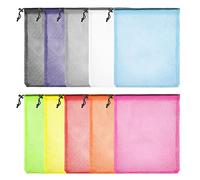 10pcs Colorful Drawstring Mesh Bags - Multi-Functional Nylon Mesh Stuff Sack for Sport, Swimming, Beach, Travel, Gym, Camping, Training (13'' x 16'')