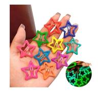 10pcs Colorful Glow in The Dark Star Heart Hairpin BB Snap Clips Luminous Barrettes Girls Hair Grip Kid Headdress Accessories(Random 10PCS-Star)