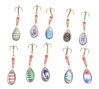 10Pcs Colorful Metal Spinner Baits Set Trout Fishing Lures Sequins Baits Treble Hook Hard Metal Crankbaits Enduring Sequins Crankbait