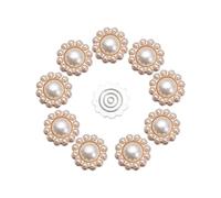 10Pcs Colorful Rhinestone Pearl Flower-Shaped Buttons Sparkling Crystal Hairpins Decor for Hat Clothes Apparel Sewing Accessory(Color 06)
