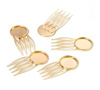 10pcs Comb Hairpins Cabochon Base Copper Plated Blank Hair Clip Setting Cabochon Cameo 20mm Jewelry(Gold)