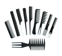 10Pcs Comb Set for Hair Styling, Hair Stylist Professional Styling Comb Set for Women Men (Black)