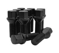 10pcs Cone Seat Lug Bolts Conical 17mm Hex 35mm/40mm/28mm Extended Shank Length M12x1.5,m14x1.25.. Wheel Black(Shank 28mm,M14x1.25)