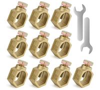 10PCS Copper Ground Rod Clamp, Great for 1/2”- 5/8” Grounding Rods (10, Brass Clamp (1/2''-5/8''))