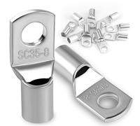 10Pcs Copper Wire Lugs 35mm2 M8 Bolt Hole,Battery Cable Ends Eyelets Crimp Tubular Ring Terminals Connectors