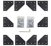 10pcs Corner Bracket Plate Black 2020 Series 5 Hole L Shape Joint Plates with 50pcs M5 T Nuts + 50pcs M5x8mm Screws + 1pcs Wrench for Slot 6mm 20S Aluminum Rail Accessories (10PCS L Shape)