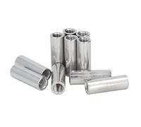 10Pcs Coupling Nut Round Rod Connector, Stainless Steel M8x1.25 Female Thread Nut, 304 SS Round Connector for Mechanical and Pipeline Maintenance, L35mm with 12mm Width