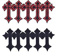 10Pcs Cross Embroidered Patches for Clothes Sewing Supplies Decorative Badges Applique Ironing Clothing Red/Black Cross Nice and Practical