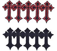 10Pcs Cross Embroidered Patches for Clothes Sewing Supplies Decorative Badges Applique Ironing Clothing Red/Black Cross Durable Processing
