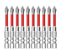 10Pcs Cross Screwdriver Bit Set, 1/4inch Hex Shank Impacting Screwdriver 25-150mm, for Drills Home Industrial Ratcheting(65mm)