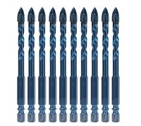 10Pcs Cross Spearhead Drill Bit Set, Carbide Drill Bits with 1/4in Hex Shank, Reinforced Spear Head Design for Ceramic Tile Glass Marble Brick, Masonry Drill Bit Kit for Electric H (8mm aperture)