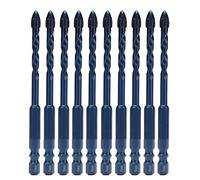 10Pcs Cross Spearhead Drill Bit Set, Carbide Masonry Drill Bits with 1/4in Hex Shank, Reinforced Spear Head Design for Ceramic Tile Glass Marble Brick Wall, Durable Carbide Tips fo (6mm aperture)