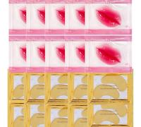 10PCS Crystal Collagen 24k Gold Under Eye Gel &Under Eye Patches&10 Collagen Lip Masks - Hydrating Patches, Dark Circles, Brightening,Even Out Skin Tone,And Plumping Lips