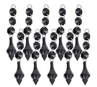 10Pcs Crystal Pendant Acrylic Beaded Ornament 10cm Length Black - Irregular Tapered Design, Light - Absorbing Shine, DIY Lamp Decoration (Black)