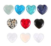 10Pcs Crystals Heart Healing Stones, Bulk Love Crystal Reiki Gems Healing Crystals Rose Quartz Amethyst Polished Gemstones 0.8" Chakra Reiki Yoga Meditation Relief Anxiety Stress for Gifts
