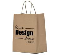 10pcs Custom Kraft Paper Gift Bags - Printed Text & Photo | Personalised 21 x 8 x 15cm Bulk Brown Goodie Bags for Weddings, Birthdays, Parties & Retail Packaging | Shopping Bags with Handles