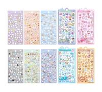 10Pcs Cute 3D Stickers Set, Cute Stickers for Children Cartoon Puffy Sticker Set Mini Pattern Small Animal Sticker Packs, Decoration for Phone Cases and Scrapbooks