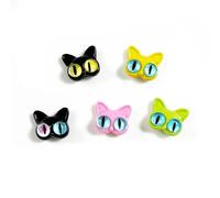10Pcs Cute Animals with Eyes Alloyed Metal Monster Cat Beads for Jewelry Making DIY Decorations Earrings Bracelet Necklace Phone Chain Keyring Accessories (14x16mm Cat Head)