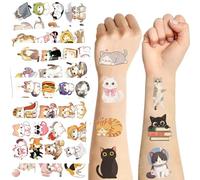 10Pcs Cute Cat Temporary Tattoo, Temporary Tattoos for Kids, Cartoon Tattoo Waterproof Stickers, for Boys Girls Fans Children's Stickers
