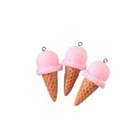 10Pcs Cute Ice Cream Cone Resin Charms DIY Handmade Making Accessories Kawaii Earrings Necklace Keychain Decor Pendant(Pink)