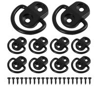 10PCS D Ring Tie Down Anchor Set, Heavy Duty Cargo Anchor Points Accessories with Screws, Trailer Lashing Rings, Universal Tie Down Hooks for Load Securing Truck Boat Kayak Trailer Motorcycles, Black