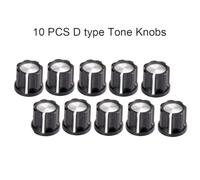 10pcs D-Type 6mm Shaft Hole Volume Tone Control Knobs for Electric Guitar and Bass, Black
