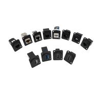 10Pcs D-Type Connector RJ45-CAT6 Ethernet Connection Panel Mount Socket Network CAT5E Connectors(Silver)