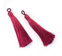 10pcs Dark Red Silky Soft 8cm-9cm Tassels with Hanging Loops for Bookmarks Jewellery Keychains Pendant Decoration Crafts