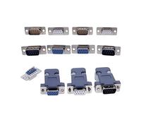 10PCS DB9 Adapter Connector Core RS232 Serial COM Plug Connectors Hole/pin DB15 Female Male Port Socket D Sub DP9 Case IDGTTLDF(DB15 Male Silverly)