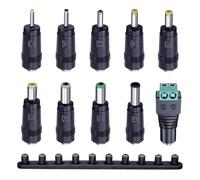 10PCS DC Plug Connectors, Universal AC DC Power Supply Adapter Plug Jack Tips, 2.5x0.7mm/3.0x1.1mm/3.5x1.35mm/4.0x1.7mm/4.8x1.7mm/5.5x1.7mm/5.5x2.5mm/6.3x3.0mm/6.0x4.4mm/DC Barrel Female Connector