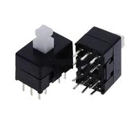 10Pcs DC30V/0.1A Multifunctional Switch Double Row 12 pins self-locking 8.5x8.5x13mm Square Head Black Dual Control Button IDGTTLDF(No lock)