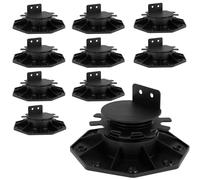 10Pcs Decking Pedestal Riser Bearing Support, 30-60mm Height Adjustable Deck Raising Support Base, PP Flooring Joist Supports for Wood, WPC, and Aluminium, Load Capacity 300-600KG
