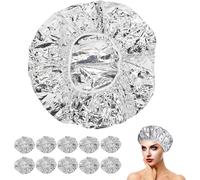 10PCS Deep Conditioning Hair Cap, Reusable Processing Caps for Hair Aluminum Foil Heat Cap Oil Hair Treatment Processing Caps for Long Thick tousle Dyeing Home and Salon (White)