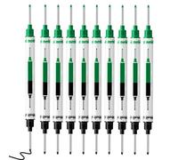 10pcs Deep Hole Marker 21mm, Double Ended Long Nib Marker, Waterproof Longs Nose Carpenter Pens For Wood, Metal, Glass (Green+Black)