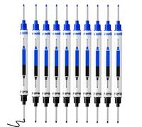 10pcs Deep Hole Marker 21mm, Double Ended Long Nib Marker, Waterproof Longs Nose Carpenter Pens For Wood, Metal, Glass (Blue+Black)