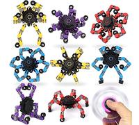 10PCS Deformable Robot Fidget Spinner Transformable Chain Toy for Kids Adults, DIY Fingertip Gyro for Stress Relief, Creative Hand Finger Spinning Desk Toy, Birthday Gift Party Favor