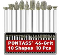 10Pcs Diamond Grinding Bit Set Stone Carving Set Diamond Burr Bits Compatible with Dremel Rotary Tool Accessories 1/8" （3mm） Shank Drill Bits Set for Grinding,Stone Glass Ceramics Carving,Polishing