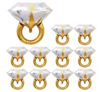 10Pcs Diamond Ring Foil Balloons, Large Engagement Balloon, Marriage Wedding Foil Balloons, Engagement Party Decorations for Bridal Shower, Birthday Anniversary Party, Engaged Celebration Supplies