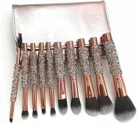 10pcs Diamond Wrapped Makeup Brush Set, Diamond Wrapped Soft Hair Brush With Bag, Portable For Beginners