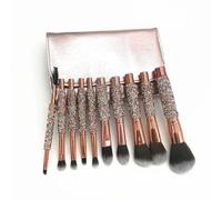 10pcs Diamond Wrapped Makeup Brush Set, Diamond Wrapped Soft Hair Brush With Bag, Portable For Beginners