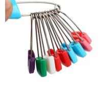10PCS Diaper Pins, Plastic Head Stainless Steel Safety Pins Safe Locking Closures Random Color for Knitting Stitch Markers DIY Craft