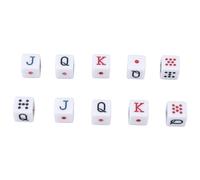 10PCS Dice Set 16MM Plastic 6 Sided JQK Number Dice Cubes for Table Games Board Games White