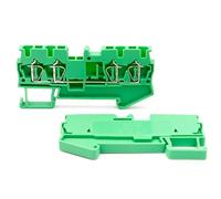 10Pcs DIN Rail Terminal Block ST 2.5-QUATTRO, 4-Conductor 2.5mm² Spring Clamp Compact Electrical Connectors(ST-2.5-QUATTRO-GREEN)