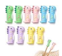 10Pcs Dinosaur Knitting Needle Stoppers, Knitting Needles Point Protectors, Silicone Knit Needles Point Protectors Caps Needle Minders Locks, Knit Stitch Holders for Sewing Quilting Crocheting DIY (1)