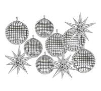 10pcs Disco Ball Balloons Set,4D Silver Aluminum Foil Balloons,for Birthday Graduation Disco Party Decorations Supplies