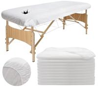 10pcs Disposable Fitted Massage Table Sheets Non-Woven Spa Bed Covers Breathable Oil-Proof Table Couch Protective Cover Thick Massage Bed Pad for Spa Beauty Salon Tattoo Hospital Bed, 80x190cm