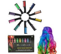 10Pcs Disposable Hair Dye Comb - 10 Colors Festive Fun Hair Chalk Combs, Individually Packaged, Washable & Wet Dry, for All Ages for Birthday Party 1 Set