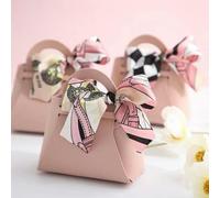 10PCS Distribute Leather Pink Gift Bags Wedding Favour Bag for Guest Mini Handbag with Ribbon Candy Packaging Box Party Decor