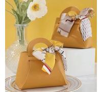 10PCS Distribute Leather Pink Gift Bags Wedding Favour Bag for Guest Mini Handbag with Ribbon Candy Packaging Box Party Decor
