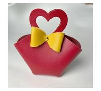 10PCS Distribute Leather Pink Gift Bags Wedding Favour Bag for Guest Mini Handbag with Ribbon Candy Packaging Box Party Decor(B-red Love Handle)